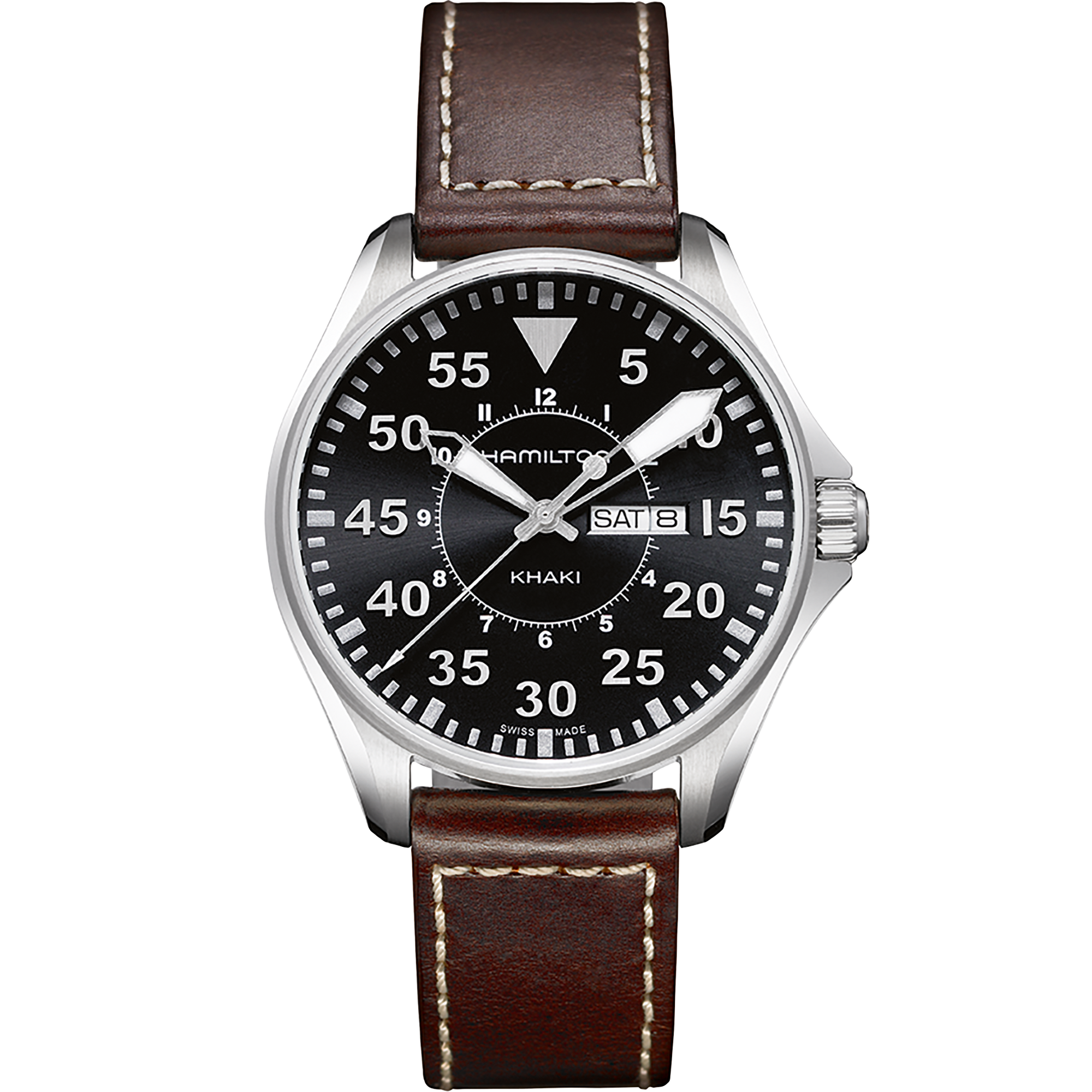 Khaki Aviation Pilot Day Date Quartz (Black/Brown)
