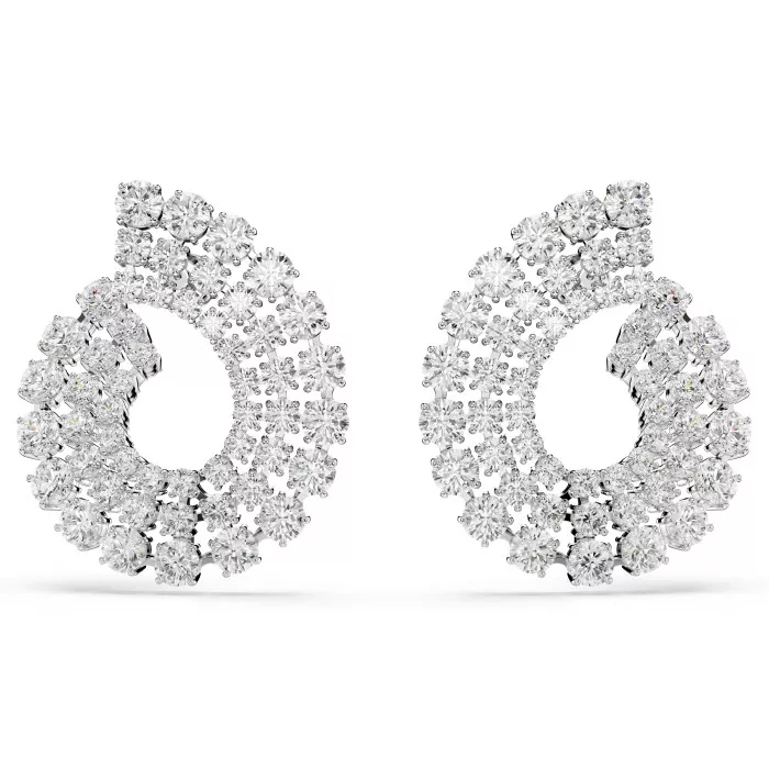 Swarovski® 'Matrix Tennis' Women's Base Metal Hoop Earrings - Silver 5705834