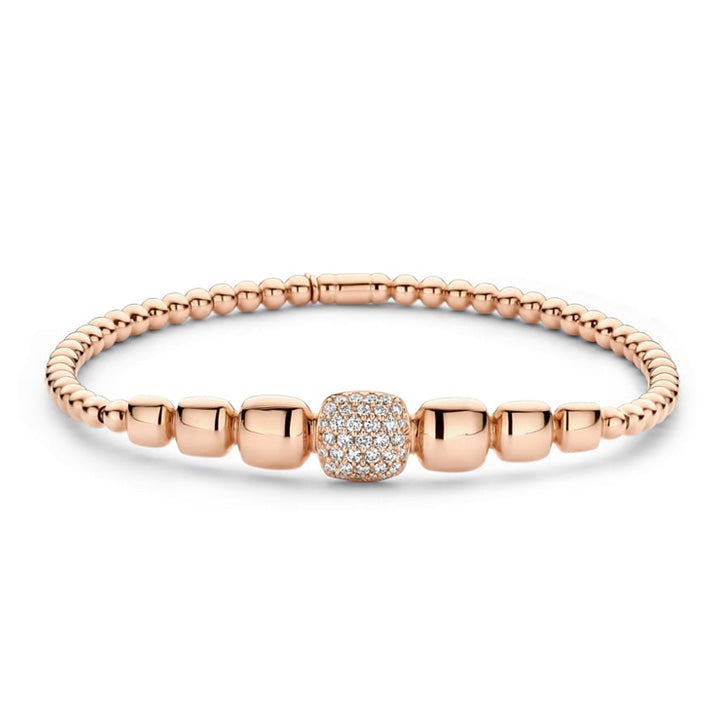 Hulchi Belluni 18K Rose Gold 0.32ctw Diamond Pave Station Stretch Bracelet - 23315-RW