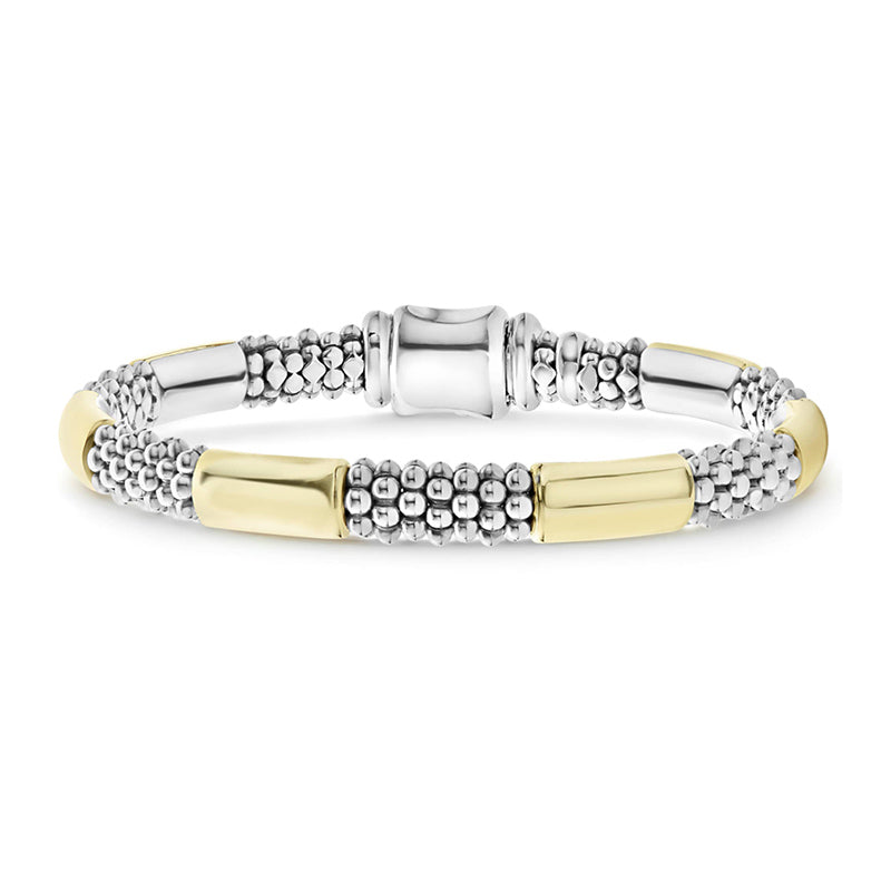 Lagos High Bar 6mm Gold Station Caviar Bracelet- 05-81342-7