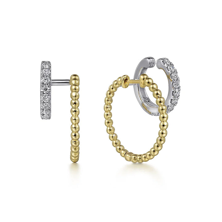Gabriel & Co. 14K White-Yellow Gold Diamond Double Huggie Earrings - EG14935M45JJ