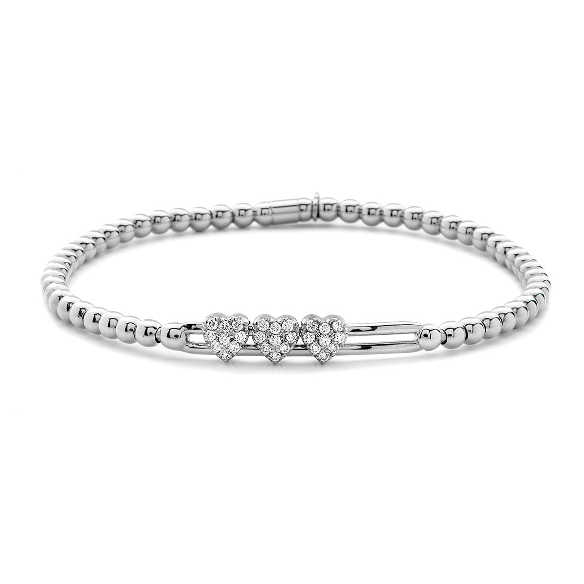 Hulchi Belluni Tresore 18k White Gold Diamond Heart Bracelet- 20381-WW