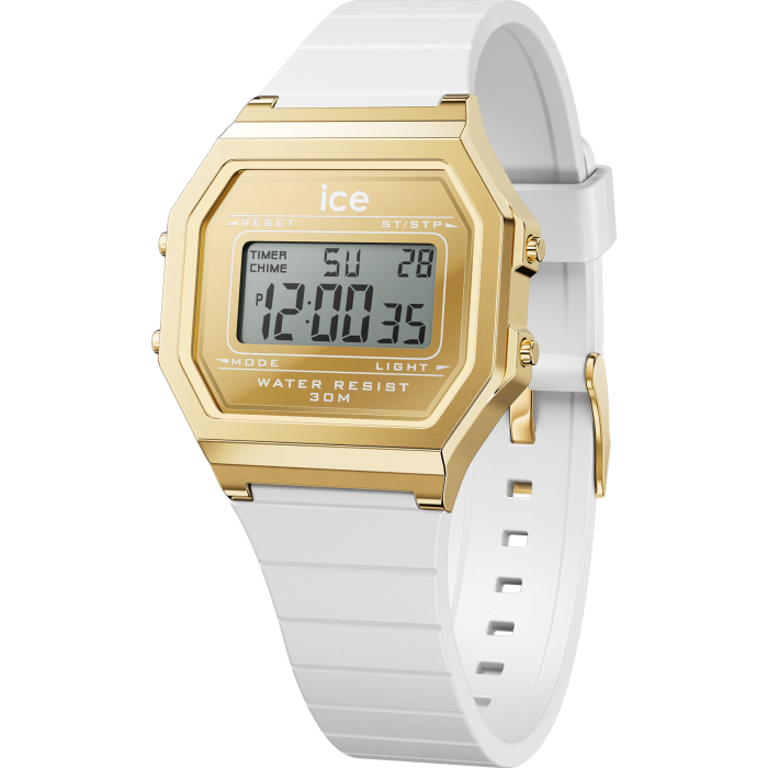 Ice Watch® Digital 'Ice Digit Retro - Metal Gold Mirror - White' Women's Watch (Small) 022733