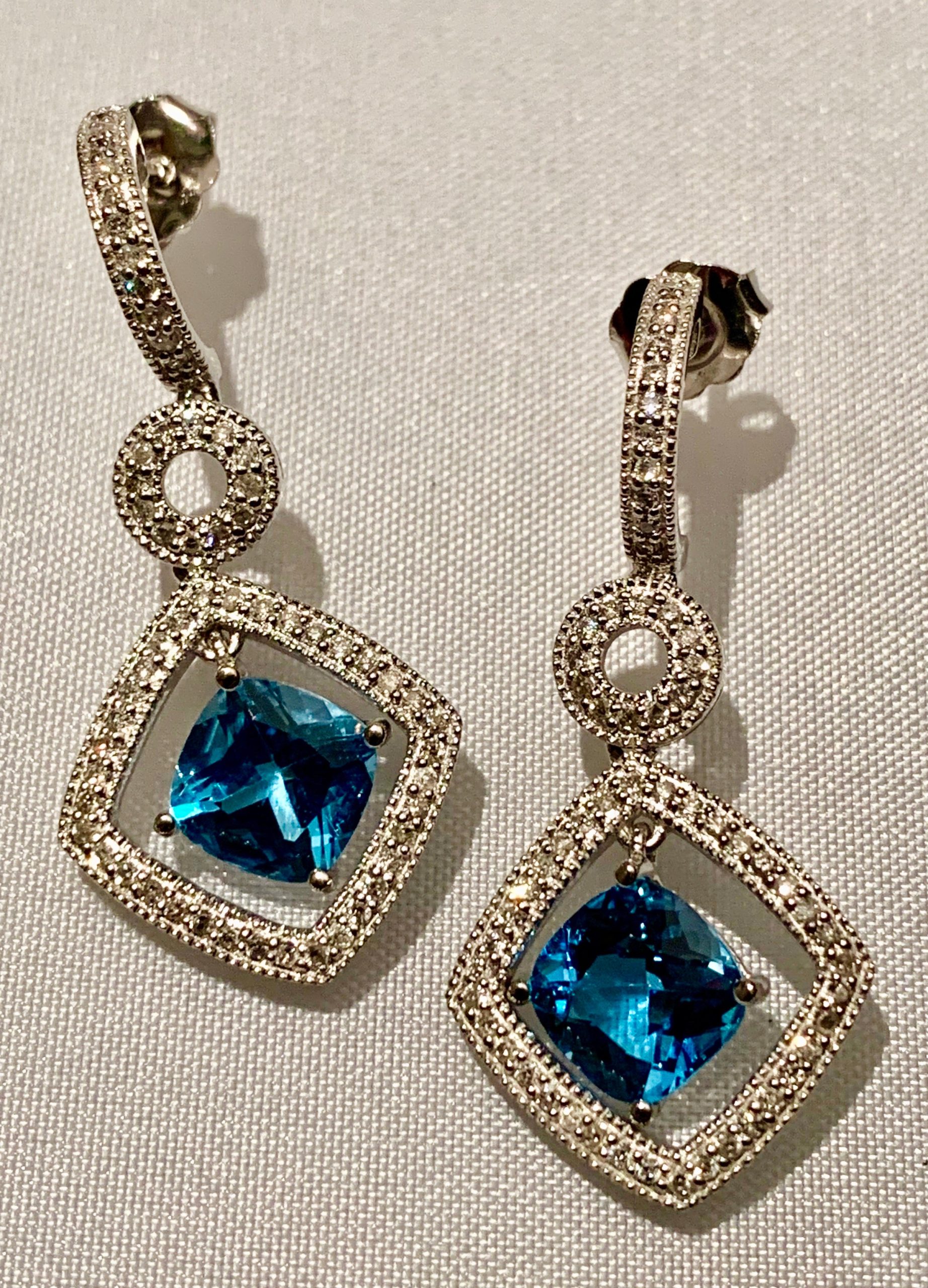 14K Topaz and Diamond Earrings