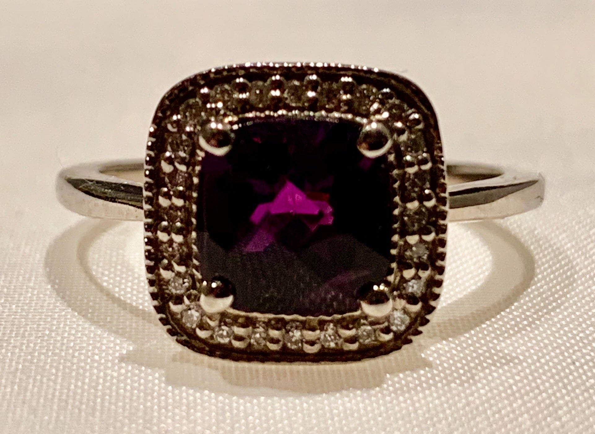 10K Amethyst & Diamond Ring