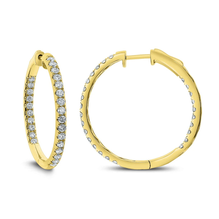18K Gold 1.50ctw Diamond In/Out Hoop Earrings- AER-12731