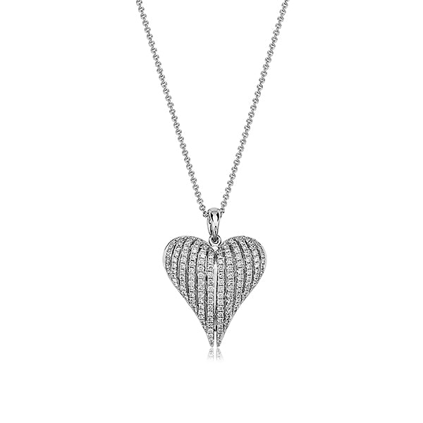 Charles Krypell 18K White Gold & Diamond Angel Heart Pendant - 4-9517-WD20