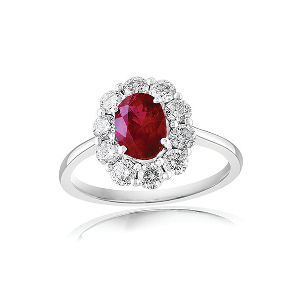 Moyer Collection 18KW Gold 1.01ct Oval Ruby & Diamond Halo Ring - 052478