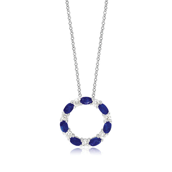 Moyer Collection 18KW Gold 2.11ctw Sapphire & 1.05ctw Diamond Halo Pendant - 130936