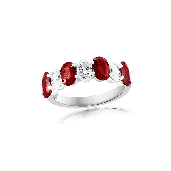 Moyer Collection 14KW Gold 2.15ctw Oval Ruby & 1.26ctw Diamond Anniversary Band - 410127