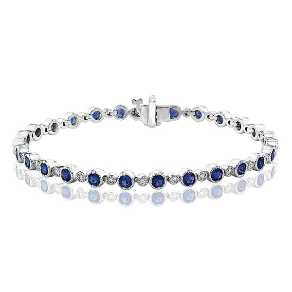 Moyer Collection 18KW Gold 3.43ctw Sapphire & 0.55ctw Diamond Tennis Bracelet - 200928