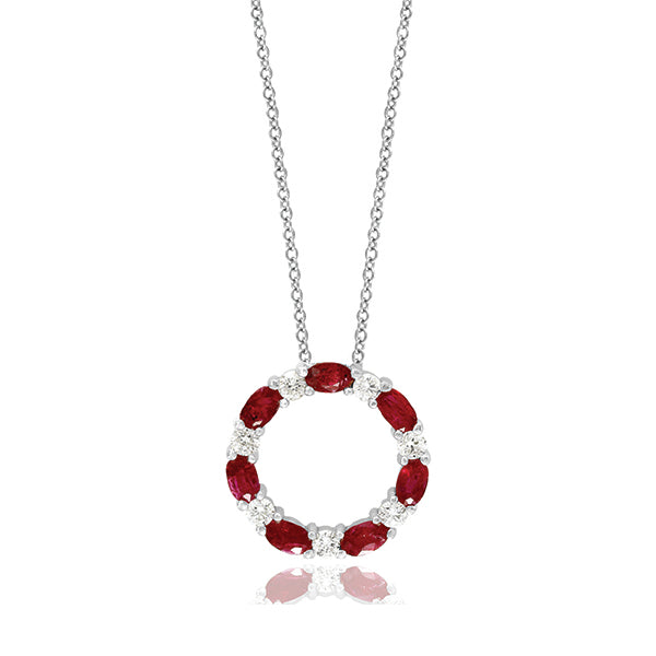 Moyer Collection 18KW Gold 1.99ctw Ruby & 0.71ctw Diamond Halo Pendant - 130937