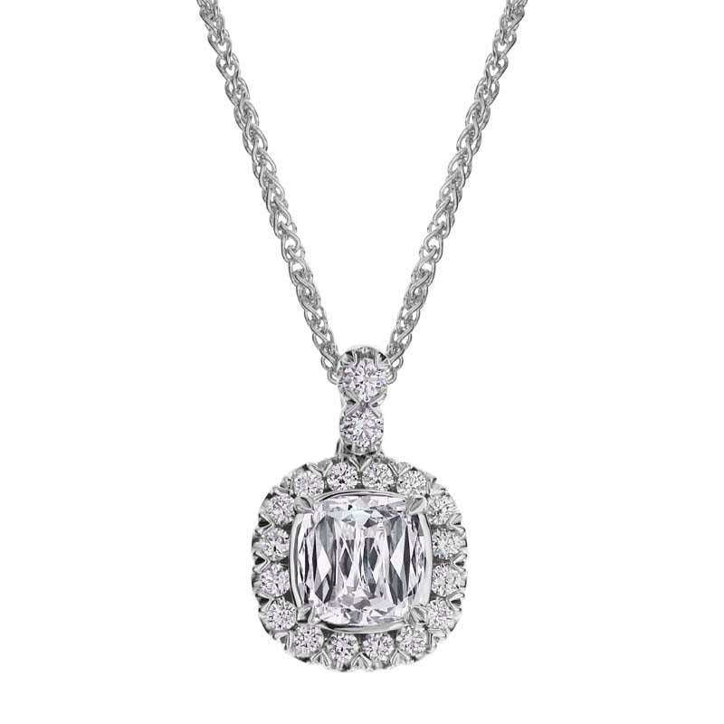 Christopher Designs 18K White Gold 0.56ct L'Amour Crisscut Cushion Diamond Pendant-L500P-LCU-050