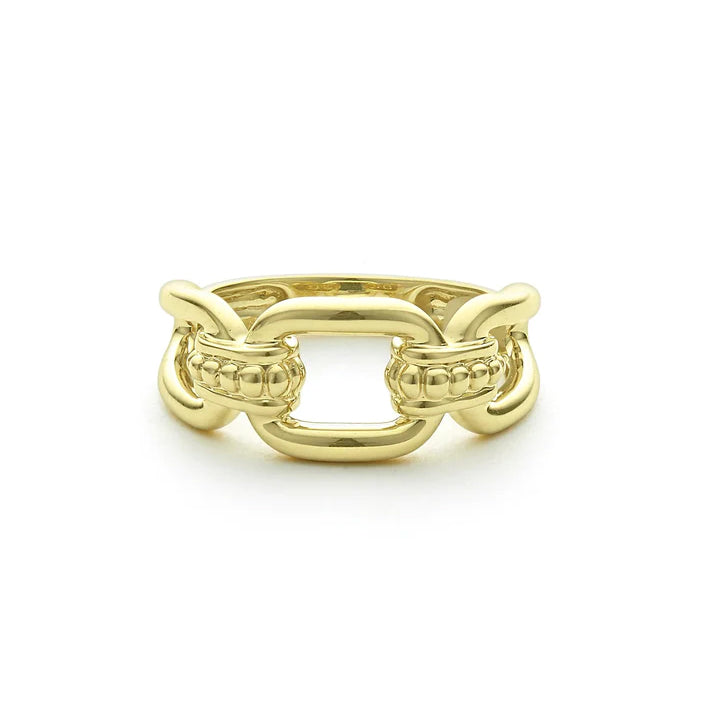 Lagos Signature Caviar 18K Gold Link Ring - 03-10222-7