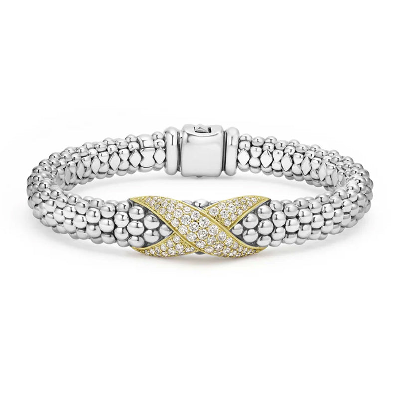 Lagos Embrace Two-Tone Diamond Caviar Bracelet 9mm - 05-81526-DD7