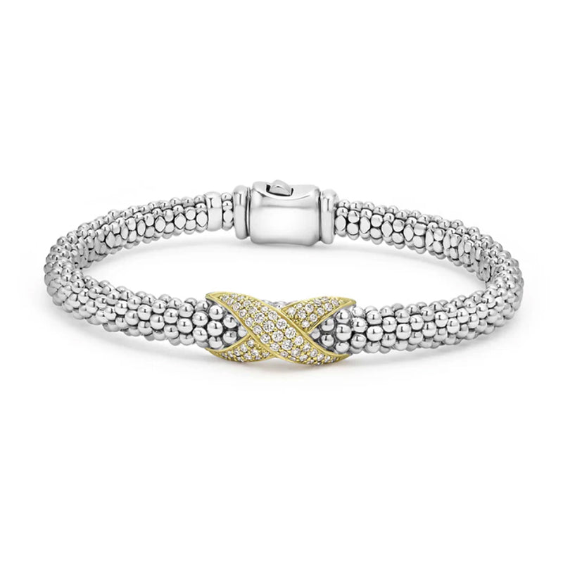 Lagos Embrace Two-Tone Diamond X Caviar Bracelet 6mm - 05-81524-7