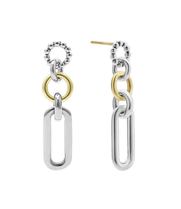 Lagos Signature Caviar Two Tone Drop Earrings- 01-82006-00