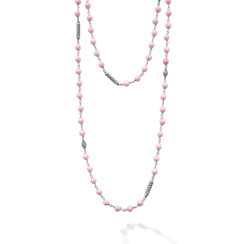 Lagos Caviar Icon Long Pink Ceramic Beaded Necklace - 04-81213-CP34