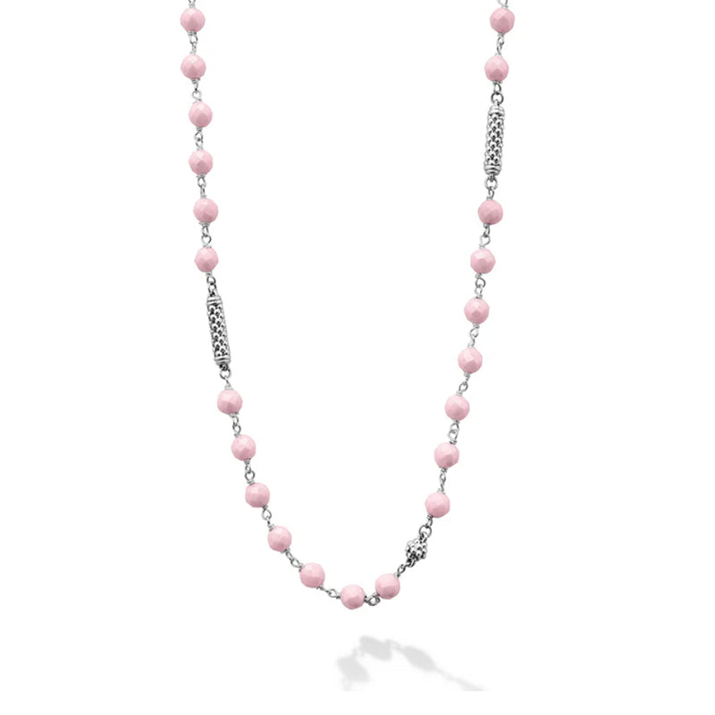 Lagos Caviar Icon Pink Ceramic Beaded Necklace - 04-81212-CPML