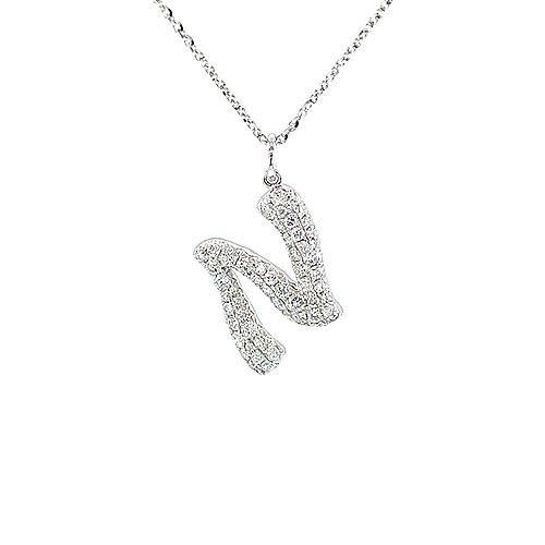 Letter "N" Diamond Necklace