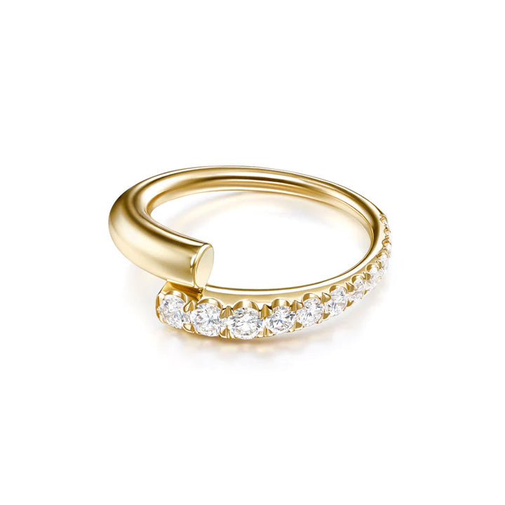Melissa Kaye 18K Gold Partial Diamond Lola Ring