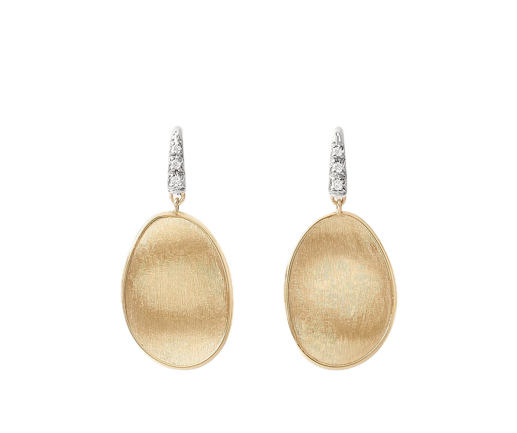18K Yellow Gold Lunaria Petal Drop Earrings With Diamonds, Small