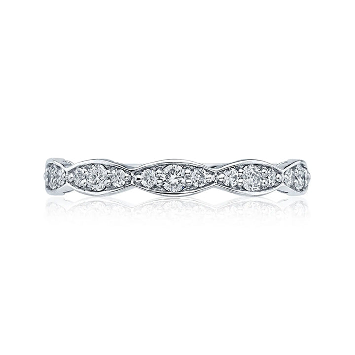 Tacori 18K White Gold Sculpted Crescent Marquise Design Eternity Wedding Band - 46-25W
