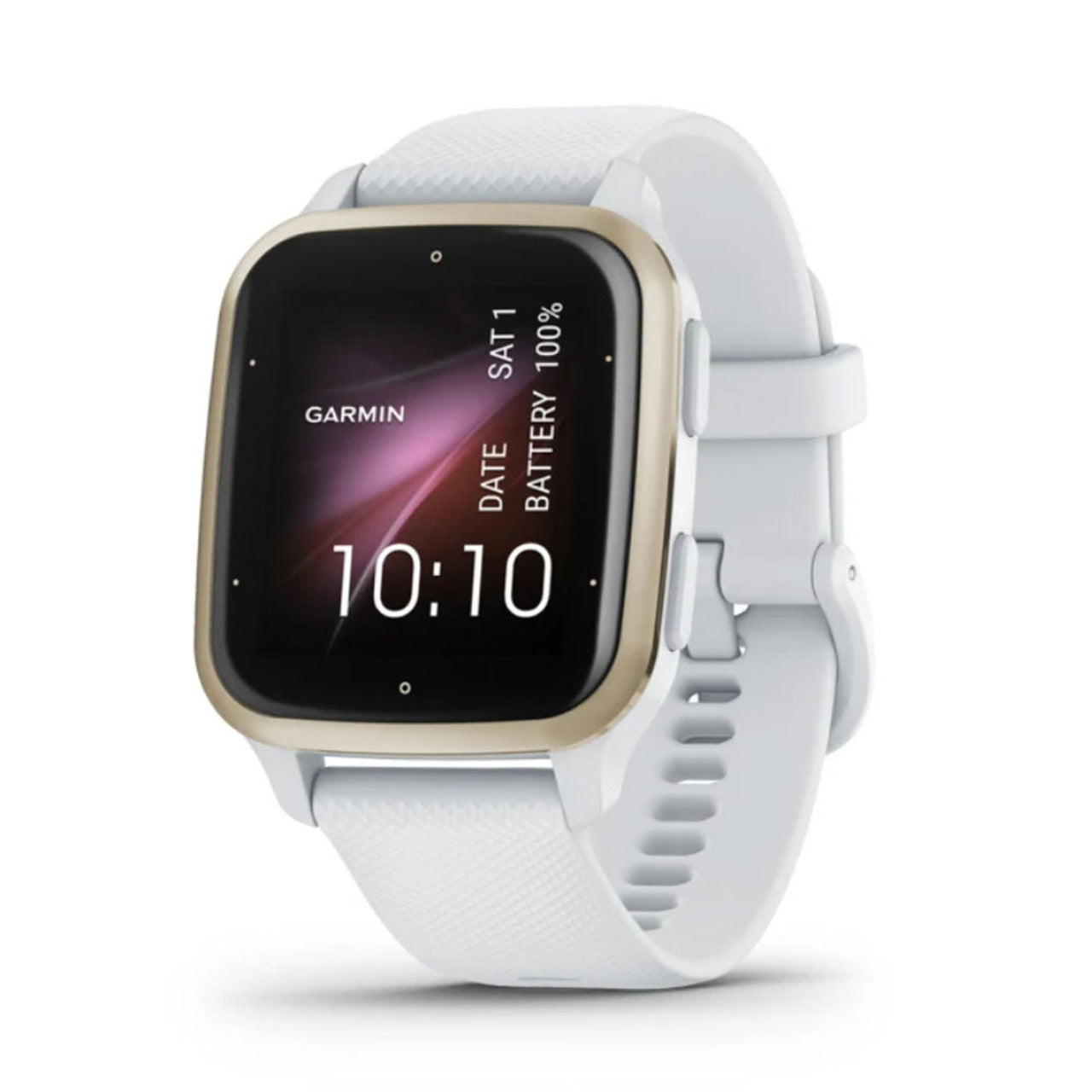 Venu® Sq 2 Cream Gold Aluminum Bezel with White Case and Silicone Band