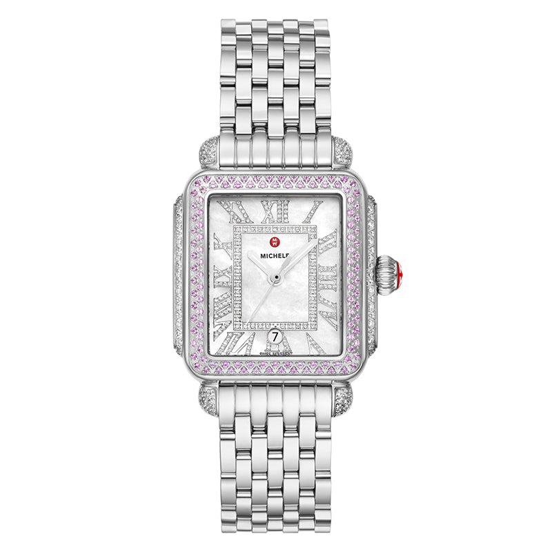 Michele Limited Edition Deco Madison Pink Sapphire Stainless Steel Watch - MWW06T000268