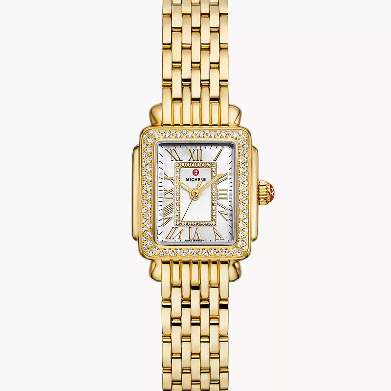 Michele Deco Madison Mini 18K Gold-Plated Diamond Watch - MWW06D000173