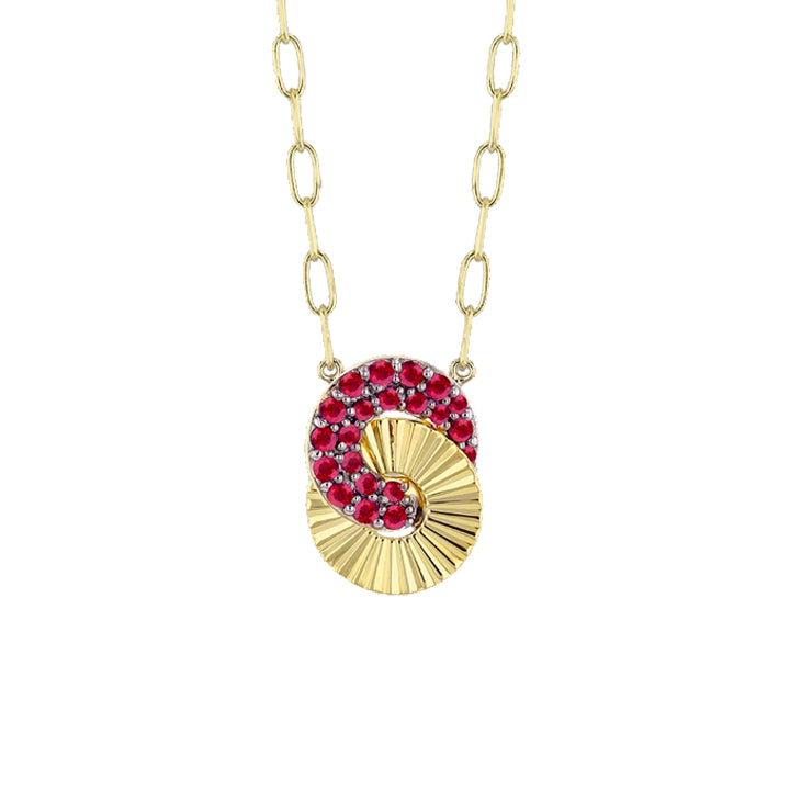 Phillips House 14K Yellow Gold Ruby Mini Aura Interlocking Necklace - N0910RUY