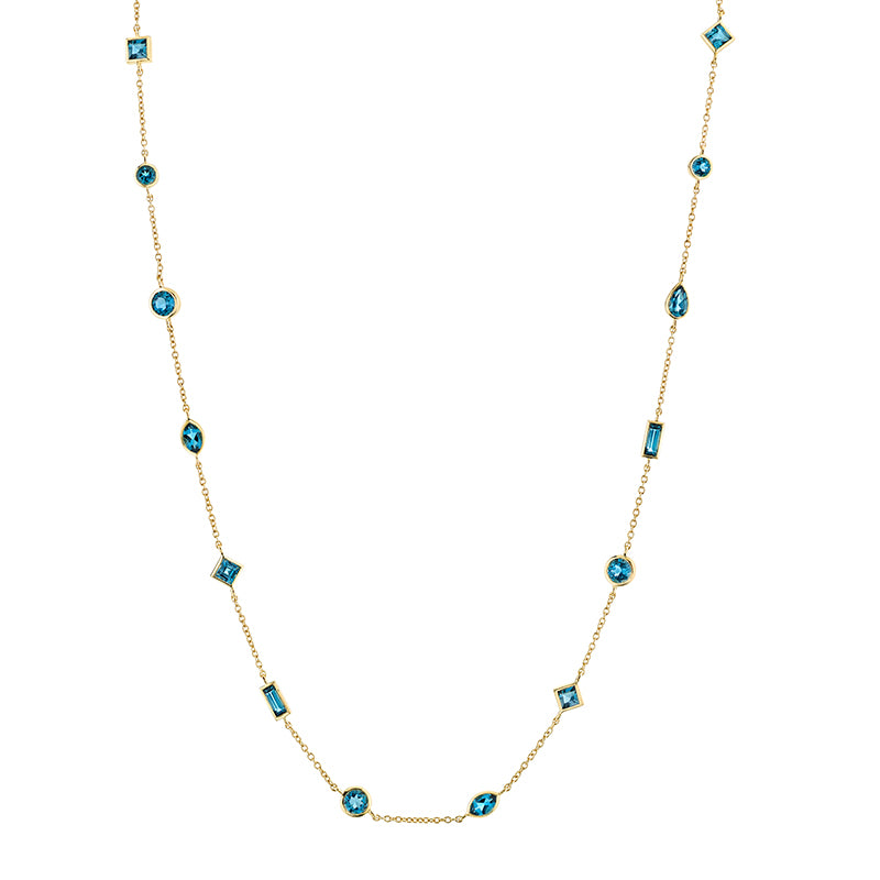Sloane Street 18k Yellow Gold Mixed Shape London Blue Topaz Necklace- SS-CH004H-LB-Y