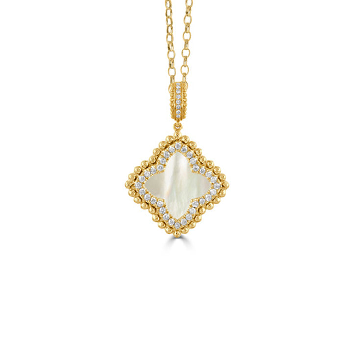 Doves 18k Yellow Gold Diamond & Mother of Pearl Pendant - P10668WMP