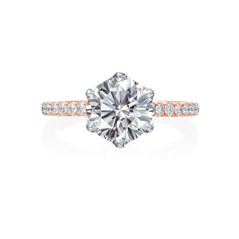 Moyer Collection 14K Rose/ 18K White Gold 6-Prong Diamond Engagement Ring Semi-Mounting- KGR1172-P