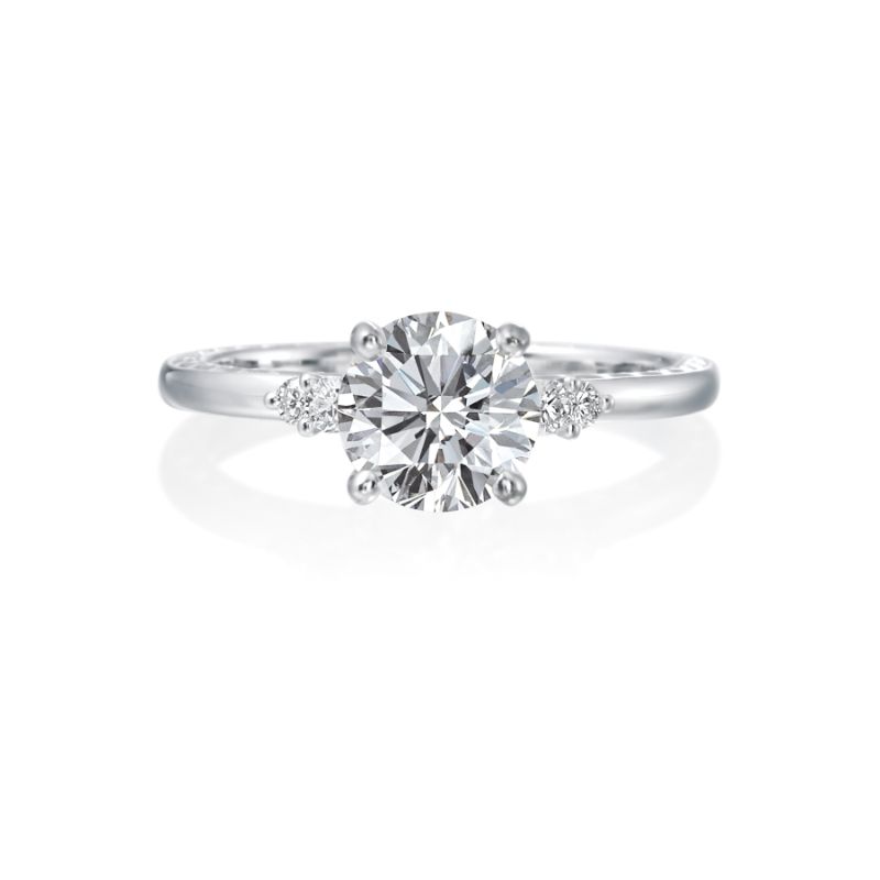 Moyer Collection 18K White Gold Diamond Three-Stone Engagement Ring Semi-Mounting- KGR1228