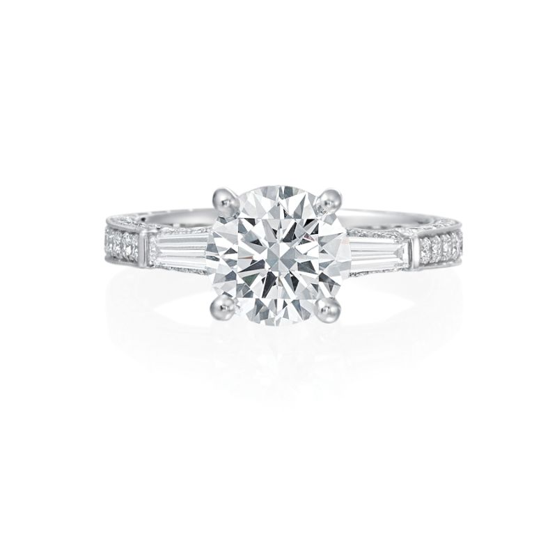 Moyer CollectionPlatinum 0.40ctw Diamond Three-Stone Engagement Ring Semi-Mounting- KPR787