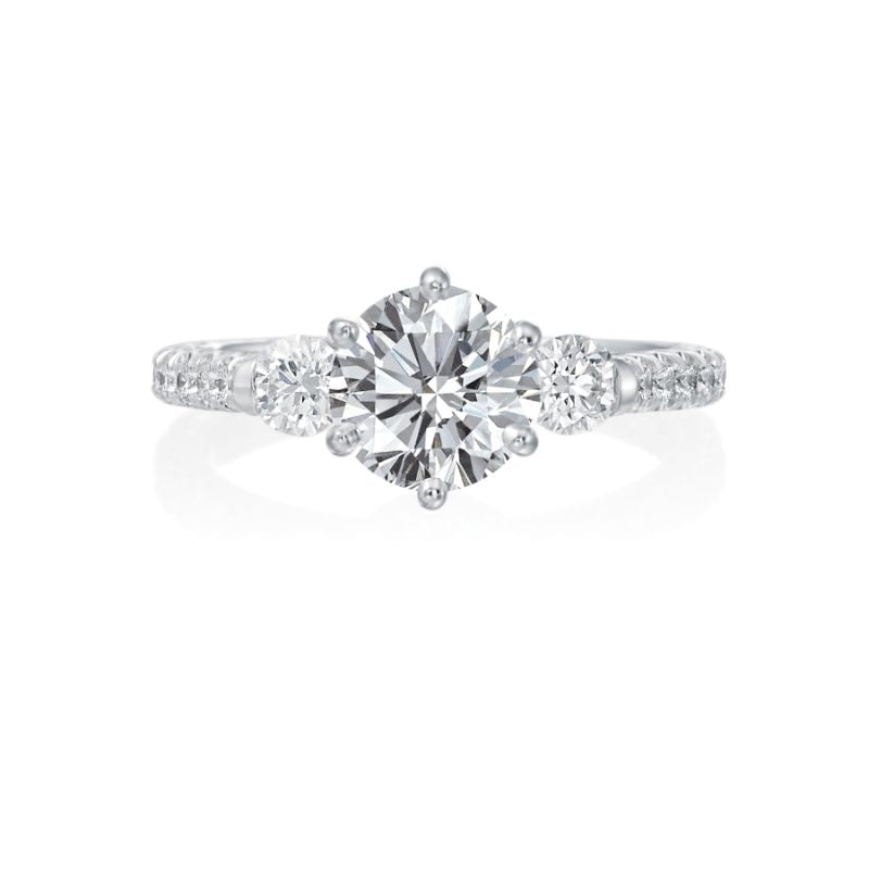Moyer Collection 18K White Gold 0.28ctw Diamond Three-Stone Engagement Ring Semi-Mounting- KGR1071