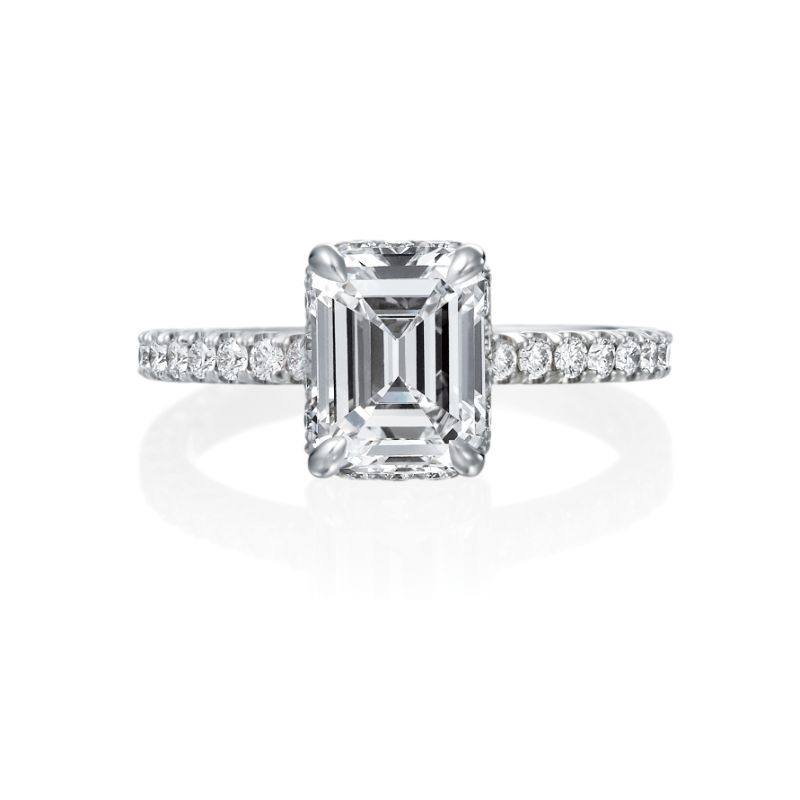 Moyer Collection 18K White Gold 0.42ctw Diamond Emerald Cut Engagement Ring Semi-Mounting- KGR1082