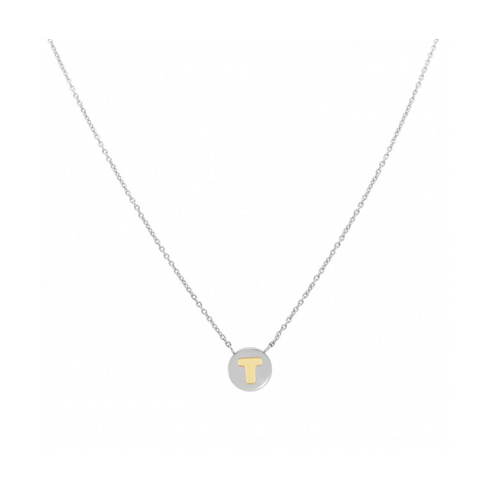 Letter T Silver & Gold Necklace