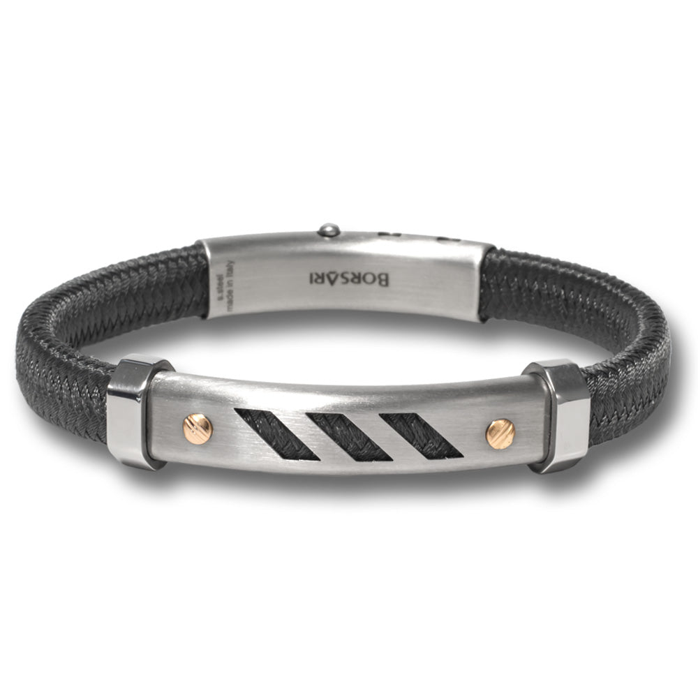 Titanium Polyester Cord Bracelet with Rose-Gold Screws
