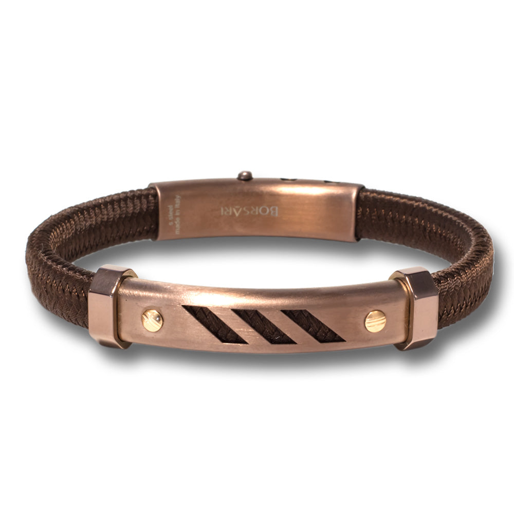 Bronze Polyester Cord Bracelet with Rose-Gold Screws