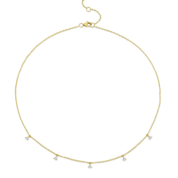 Shy Creation 14k Yellow Gold 0.30ctw Floating Diamond Dangle Necklace - SC55006337