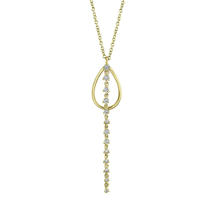 14k Yellow Gold 0.16ctw Diamond Pear Lariat Necklace- SC55009964