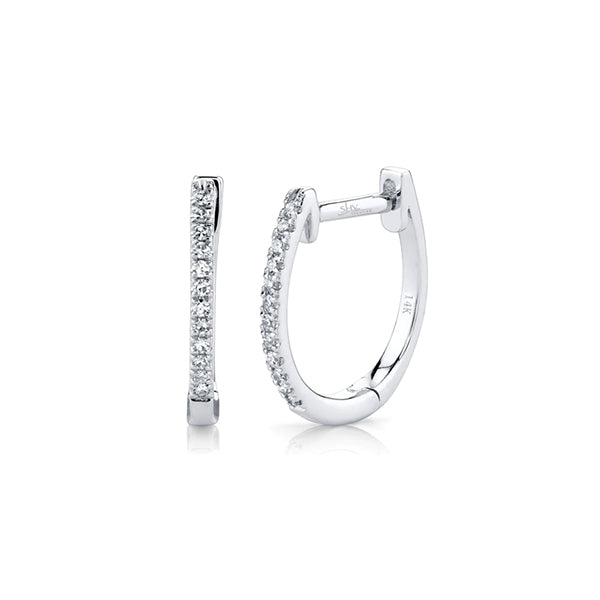 14k White Gold 0.08ctw Diamond Huggie Earrings- SC55001597