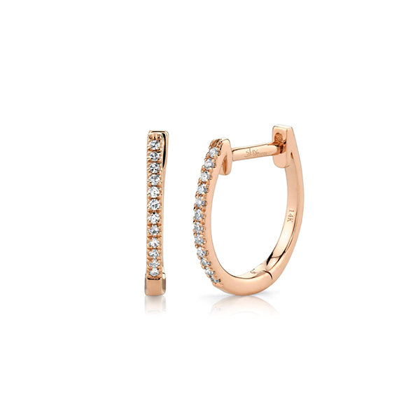 14k Rose Gold 0.08ctw Diamond Huggie Earrings- SC55001599