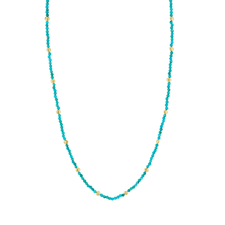 Sloane Street 18k Yellow Gold Turquoise Beaded Chain Necklace - SS-CH004I-TQ-Y-18-16