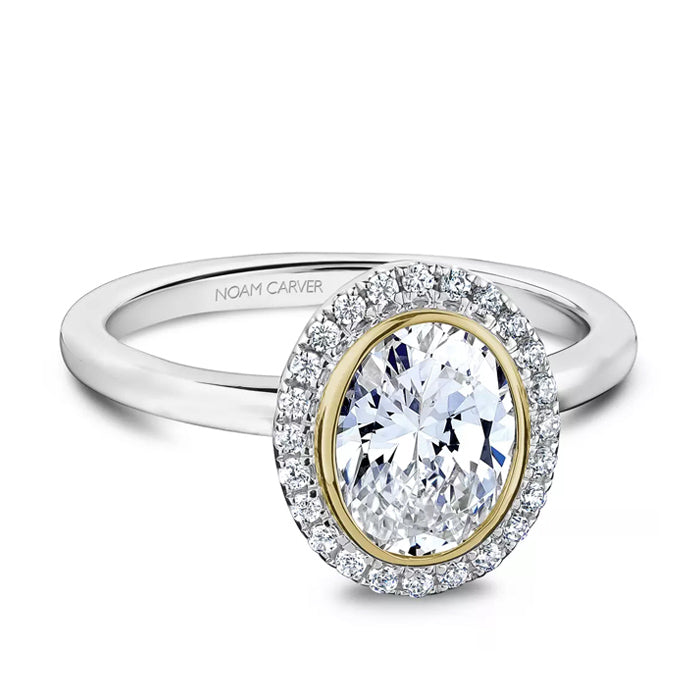 Noam Carver Two Tone Diamond Halo Engagement Ring - R057-02WYA-FCYA