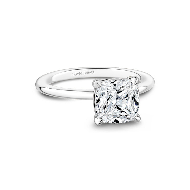 Noam Carver 14K White Gold Cushion Solitaire Engagement Ring- B371-04WM
