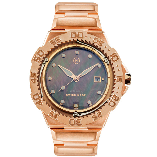 Nove Trident Automatic Ultra Slim Diver Mother Of Pearl Rose Gold