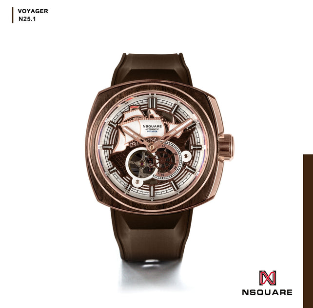 Nsquare Voyager Automatic 51mm Rose Gold Brown